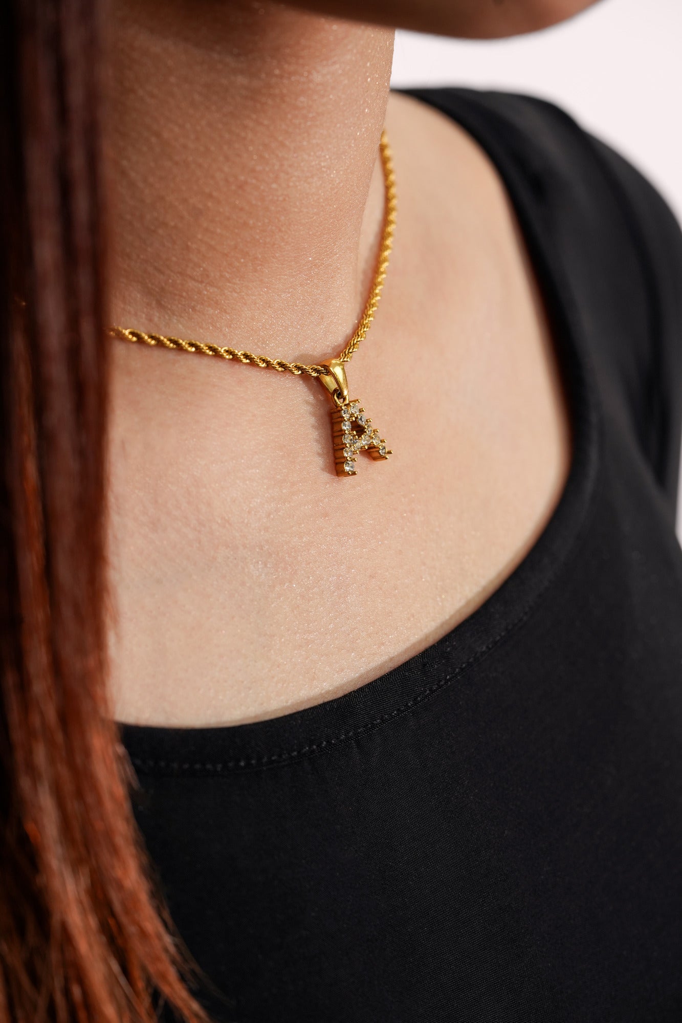 Diamond Initial Rope Necklace